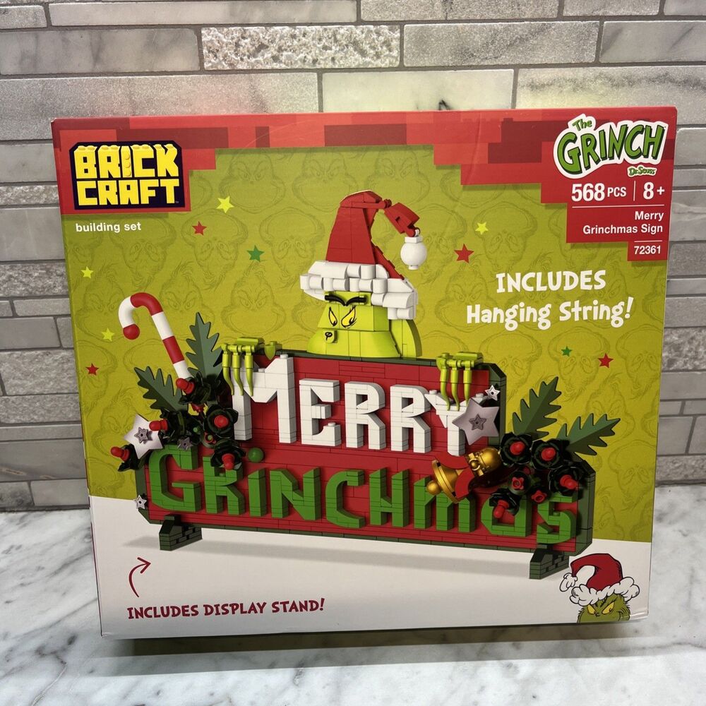 Dr. Seuss GRINCH MERRY GRINCHMAS SIGN Building Set 568 PCS Brickcraft #72361